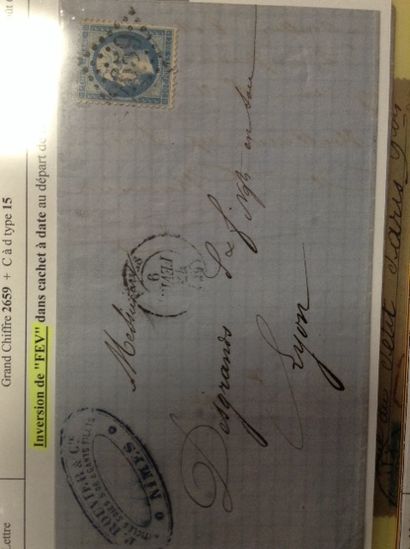 null Lot de timbres sur enveloppes: 

- N° 22, Empire Français Nap III, 20 cts, dentelé,...