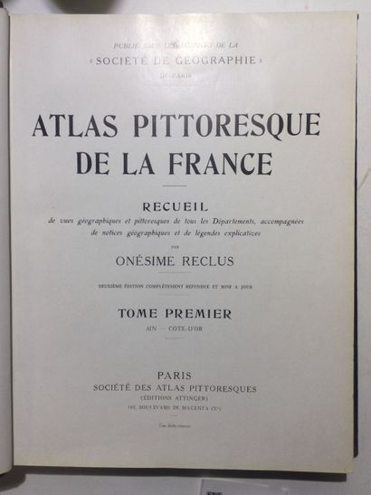 null Onésime RECLUS, ATLAS PITTORESQUE DE LA FRANCE, 4 Volume In-4, reliures pleines...