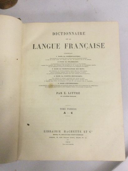 null E. LITTRE. Dictionnaire de la langue française. 4 Volumes, reliure demi cuir...