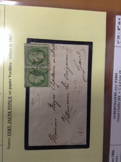 null Lot de timbres sur enveloppes: 

- Paire N° 20, Empire Français Nap III, 5 cts,...