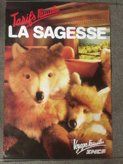 null AFFICHE SNCF, "La sagesse", 1986, grand format 120 x 80 cm, non encadrée et...
