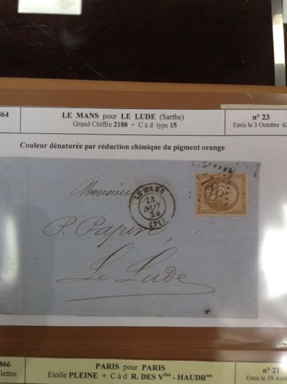 null Lot de timbres sur enveloppes : 

- N° 23, Empire Français Nap III, 40 cts,...