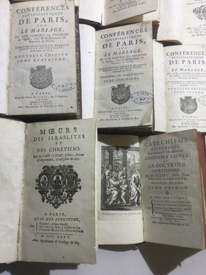 null THEOLOGIE - Lot de 10 Volumes XVIIIème comprenant : Cardinal de NOAILLES, Conférences...