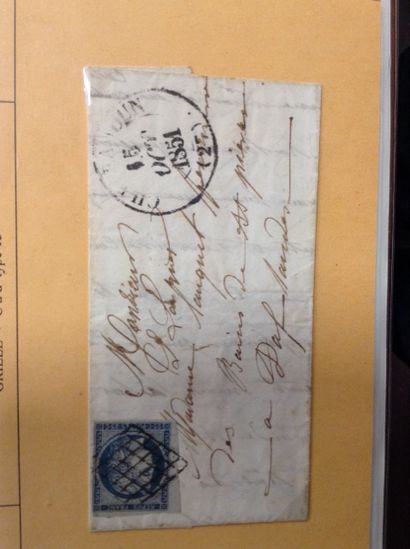 null Lot de timbres sur enveloppes : 

- Empire Français Nap III, 20 cts, non dentelé,...