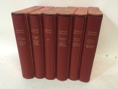 null Oeuvres de Rudyard KIPLING, 6 Volumes illustrés (Daydé, Thomas...) sous étuis,...