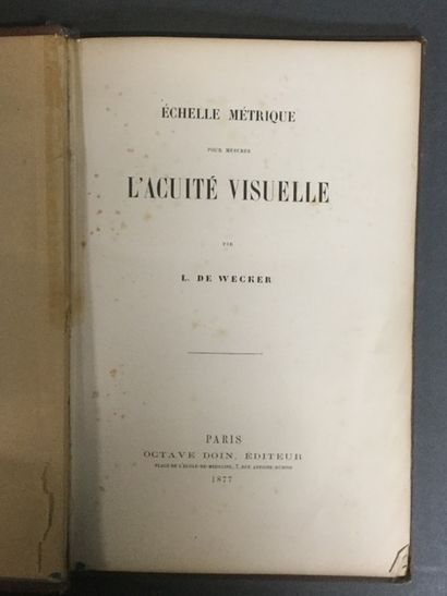 null L de Wecker, Echelle métrique pour mesurer l'acuité visuelle, 1 Vol; in-8, reliure...