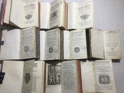 null THEOLOGIE - Lot de 10 Volumes XVIIIème comprenant : Cardinal de NOAILLES, Conférences...
