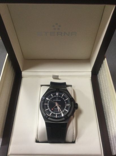 null ETERNA, Men's watch in black steel, rubber strap, model KONTIKI Gmt, automatic...
