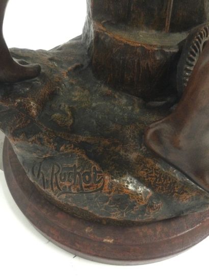 null Charles RUCHOT (1880-1925), SCULPTURE en régule à patine brune symbolisant le...