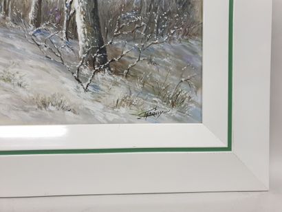 null Claude CHAROY (1931-2020), Snowy undergrowth, HST, SBD, size 45 x 38 cm