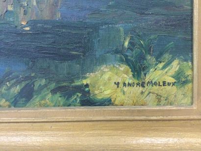 null Yves André MOLEUX (1906-?), Paysage lacustre, HST, SBD, dim. 46 x 55 cm.