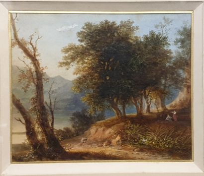 null Louis Étienne WATELET (1780-1866), Sous bois animés, gouache aquarellée sur...