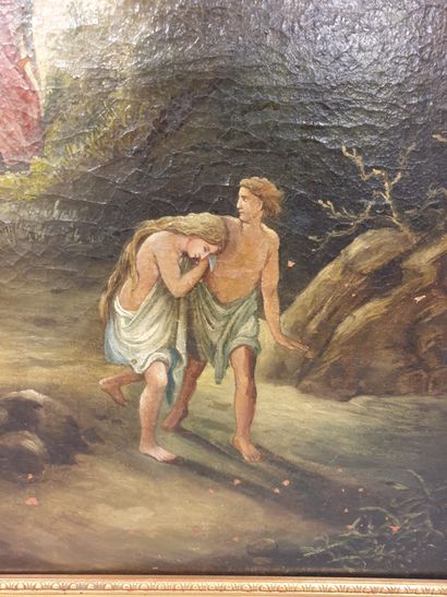 null Ecole française du XVIIIème, Adam et Eve chassés du jardin d'Eden par l'Archange...