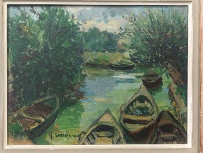 null Yvonne DELDICQUE (1895-1977), Barques deans "les Bacoves" à St-Omer, HSP, SBG...
