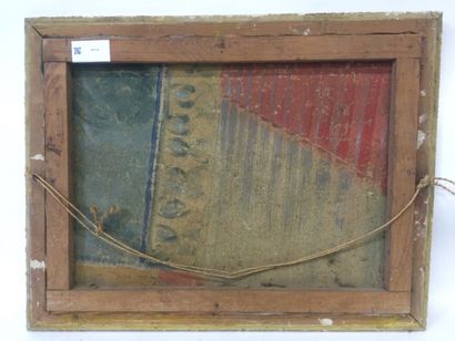 null Artiste du XXème, Bord de mer au voilier, HST, dim. 45 x 61 cm. (Petits acc...