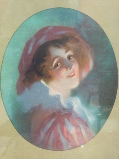 null René Louis PÉAN (1875-1945), Portrait, pastelle, Signé au centre à droite, dim....