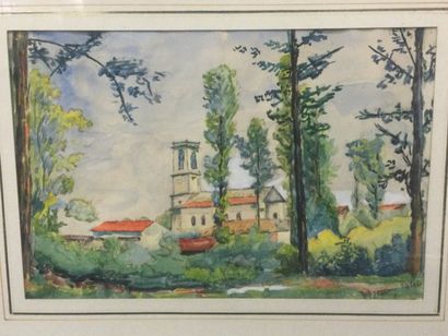 null Victor PETIN (XIX-XX), Ensemble de deux paysages, aquarelle, signées en bas...