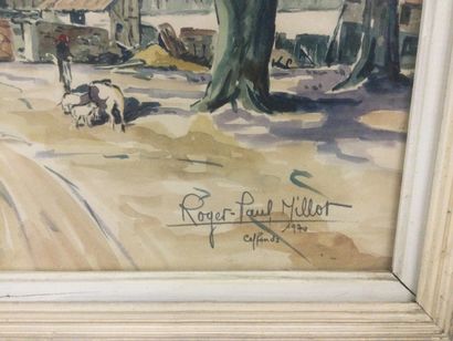 null Roger Paul MILLOT (XXème), Vue du village de Ceffonds (52), Aquarelle, SBD et...