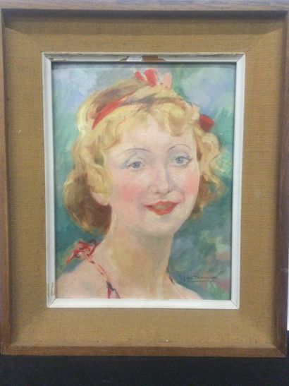 null Julien TAVERNIER (1879-c.1938), Portrait de jeune femme, Huile sur isorel, dim....