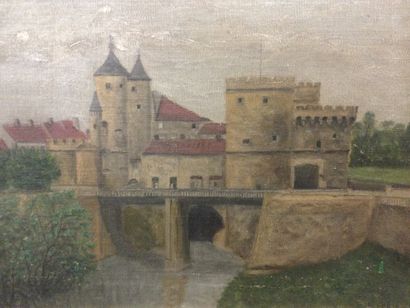null artiste début XXème, La porte de Metz, HST, dim. 30 x 39 cm
