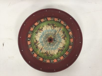 Antique American roulette game with a horse racing theme H16cm D33,5cm