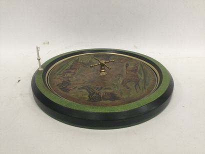 null Antique SANDOWN large mahogany horse racing game with rotating metal disc and...