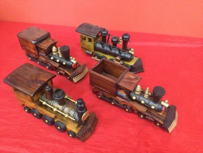 Set of 4 wooden locomotives