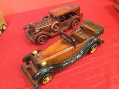 Set of 2 antique wooden cars