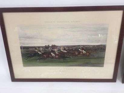 null 2 engravings "Fore's national sports" Racing Plate 3, horse race + Racing Plate...