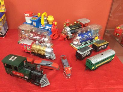 null Set of plastic locomotives and trains