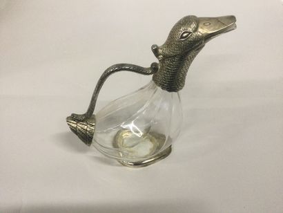 null CARAFE canard en verre et étain dim. 26 x 20