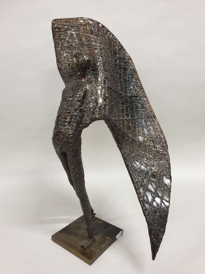 null Milutin MRATINKOVIC(1950), "Kronos", Sculpture en inox patiné, H 61,5 cm.