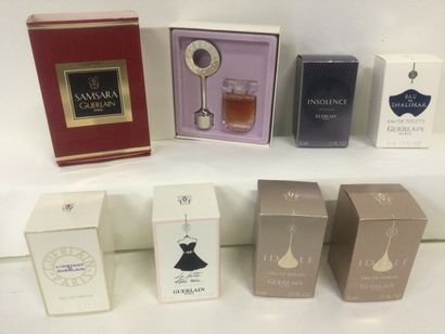 null Collection de 8 miniatures pour la marque GUERLAIN dans leurs boites et quasi...