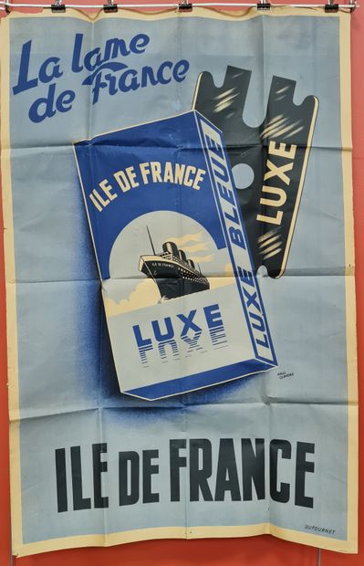 null AFFICHE pour les lames de marque "Ile De France Luxe", par Paul CLAVEAU, circa...