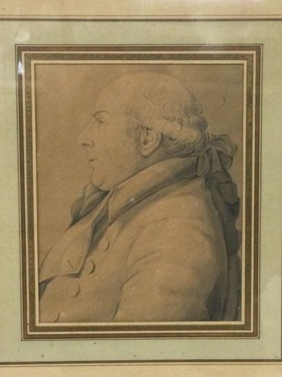 null Portrait de profil d'un gentilhomme, gravure époque XVIIIème, Dim. à vue : 13...
