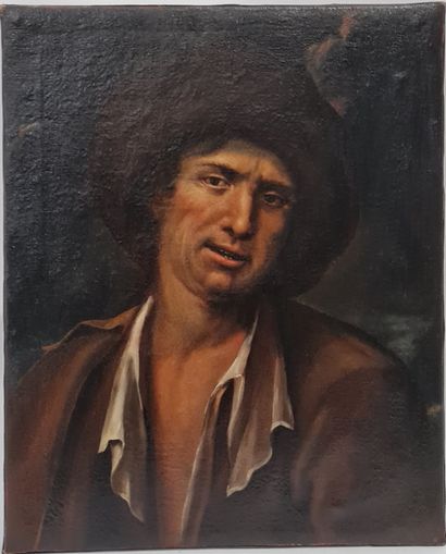 null Ecole de Bergame du XVIIIe siècle, portrait d'un paysan, dim : 62 x 53 cm (récemment...