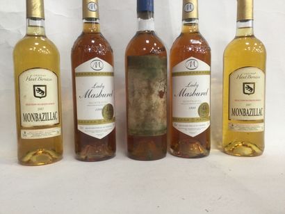 null lot de 5 bouteilles: 1 SAUTERNE la bergerie Baron Philippe de Rothschild (étiquette...