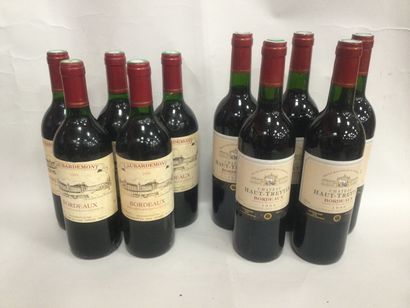 null lot 10 bouteilles BORDEAUX : 5 chateau haut Treytin 1998 et 5 Laubardemont ...