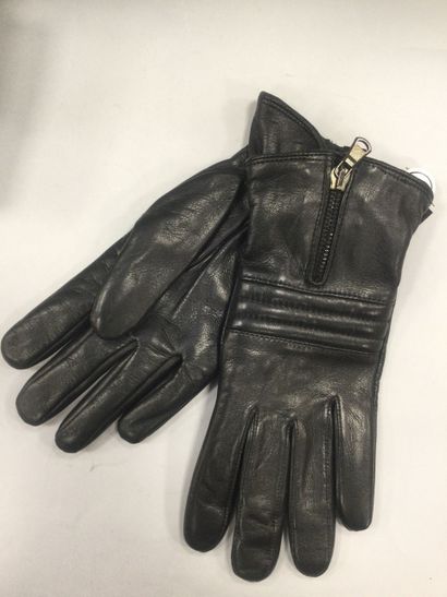 null Paire de gants en cuir noir, taille 9