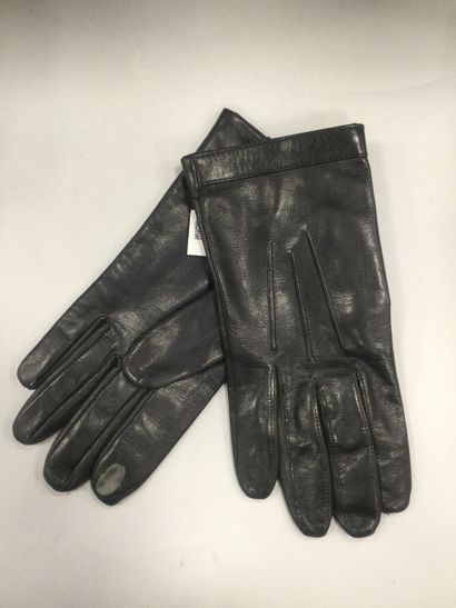 null Paire de gants en cuir noir, taille 9
