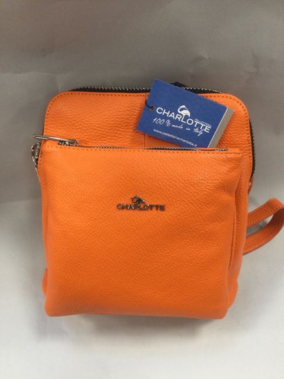 null Charlotte, sac à dos en cuir orange, ht. 25 cm