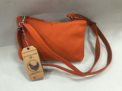 null Les ateliers fourés, sac bandoulière en cuir de vachette orange, ht. 16 cm