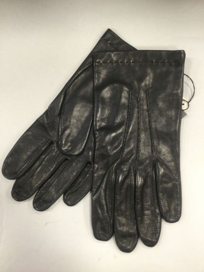 null Paire de gants en cuir noir, taille 10