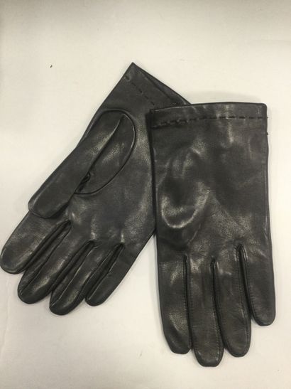 null Paire de gants en cuir noir, taille 9
