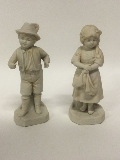 null Set of two bisque subjects representing a little boy and a little girl, H. 14...
