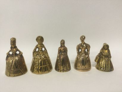 Collection de 5 clochettes de table en bronze...