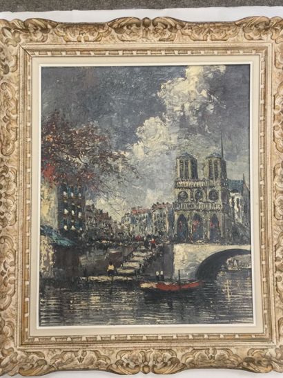 null Artiste du XXème, Vue de Notre-Dame, HST, Dim. 60 x 50 cm