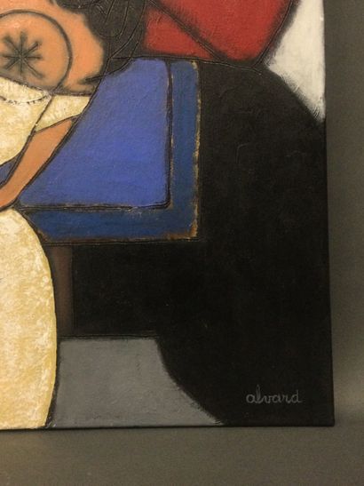 null Jules ALVARD (1945), L'étalon noir, HST, SBD, nommé au dos, Dim. 92 x 73 cm...