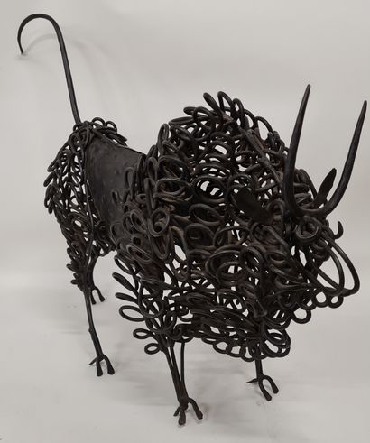 null Jean-Vincent de CROZALS (1922-2009). Le taureau, 1958. Sculpture en fer forgé....