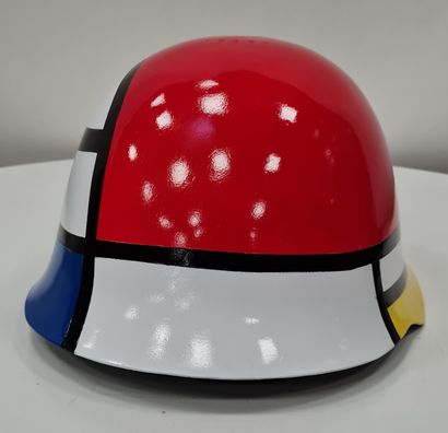 null TIS (XXth/XIXth artist), "PEACE OF ART" Collection, "MONDRIAN" helmet, reconditioned...